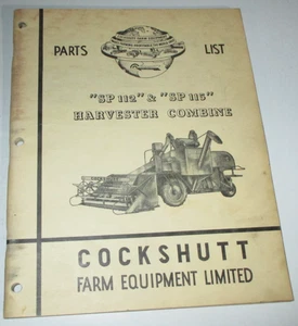 Cockshutt SP 112 & SP 115 Harvester Combine Parts Catalog Manual Book ORIGINAL! - Picture 1 of 3