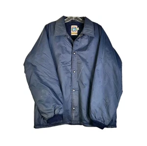 Giacca nylon Weather Breaker vintage anni 80 taglia grande blu navy cappotto isolato - Foto 1 di 9