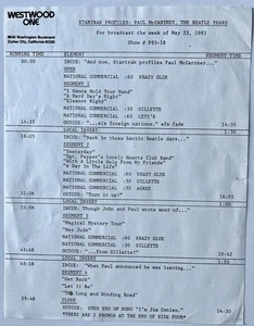 Paul McCartney StarTrak Profiles Westwood One Radio Show May 1983 Parts I & II - Imagen 1 de 10