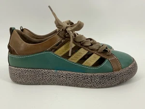L'Artiste Women's EU 35 US 5 Porscha Green Brown Leather Platform Sneakers - Picture 1 of 9