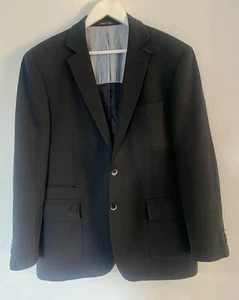 Tiglio Luxe Hombre Remo Biella Italia Super 150s Negro Extra Fino Lana Chaqueta 44R - Imagen 1 de 8