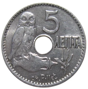 GREECE. 5 LEPTA. 1912. OWL. - Picture 1 of 2