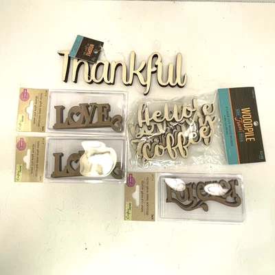 Palabras de madera cortadas con láser para elaborar Thankful Love Forever Hello Coffee 18 piezas Foto 1 de 4