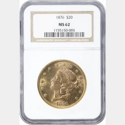 Doble águila dorada de $20 1876 NGC MS 62 envío gratuito EE. UU. Foto 1 de 3