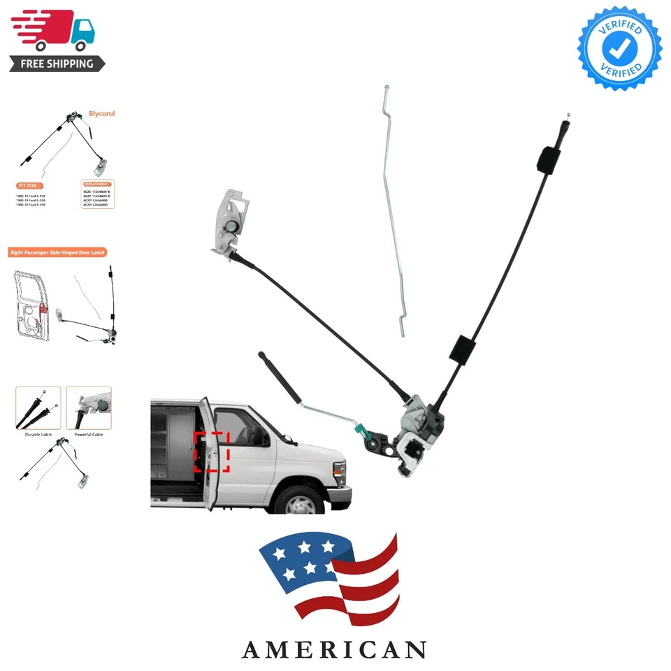 Side Hinged Door Latch Assembly compatible for Ford E150 E250 E350 RH Side Do... Foto 1 de 4