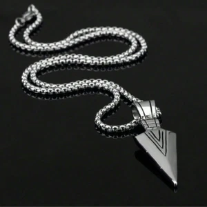 Herren Halskette Titan, Geschenk Männer, Dreieck Halskette mit Speerspitze - Bild 1 von 8
