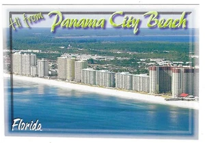 Florida Chrome Postcard Panama City Beach Gulf Aerial View Hi From - Picture 1 of 2