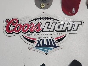 H▪︎33x18 SUPER BOWL XLIII COORS LIGHT STEELERS CARDNALS SIGN EMBOSSED ORIGINAL - Picture 1 of 1
