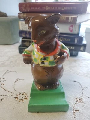 Soporte de cepillo de dientes vintage figurativo oso marrón montaje en pared castillo dorado Japón años 30 Foto 1 de 4