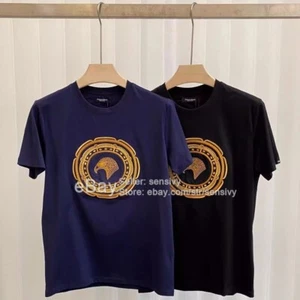 Estiva Stefano Ricci Testa di Aquila Nera Ricamata Moda - T-shirt Uomo Trendy - Foto 1 di 11