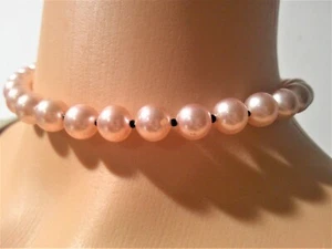 Pink and Off White Glass Pearl Two Tone Choker Necklace Handstrung Jewelry - Picture 1 of 8
