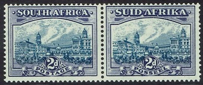 ЮЖНАЯ АФРИКА 1933 СОЮЗ ЗДАНИЙ 2D СИНИЙ И ФИОЛЕТОВЫЙ ПАРА ДЕФИС ПЕЧАТИ - Изображение 1 из 2