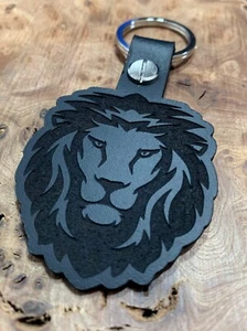 Llavero LION BIG CAT llavero llavero cuero negro regalo - Imagen 1 de 7