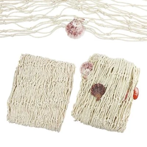 2 Pack Fish Net Decor 79x39 Inch Natural Fishing Net Wall Hanging Creamy White - Picture 1 of 7