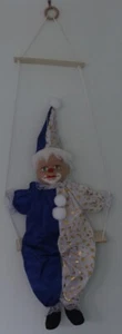 Vintage Medium Size Clown Sitting on a Wooden Swing - Picture 1 of 3