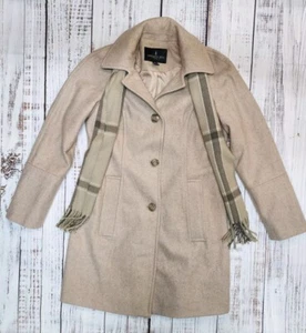 Abrigo London Fog Pea Mujer Extra Pequeño Beige Invierno Botón Cuadros Bufanda Lana - Imagen 1 de 21