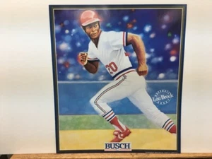 Busch Beer Promo Lou Brock Baseball 1989 Poster St Louis Cardinals - Foto 1 di 1