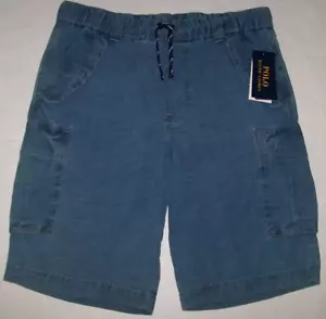 NWT Polo Ralph Lauren Indigo Blue Drawstring CARGO SHORTS 20 Boys RED PONY - Picture 1 of 4
