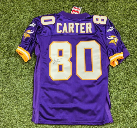 NWT'S Puma Minnesota Vikings Chris Carter NFL Jersey Men's 46 SIGNED COA Cover