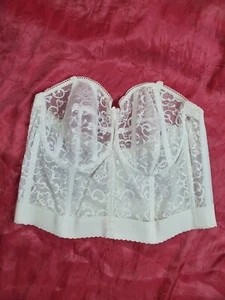 Reggiseno Bullet Vintage Linea Lunga Corsetto Bustier Cincher Shaper 42C Pin Up Lingerie BIANCO - Foto 1 di 11