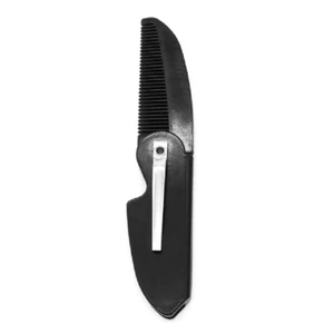 Folding Flip Mustache Pocket Comb Black Plastic Hair Style Beard Barber NEW - Picture 1 of 3