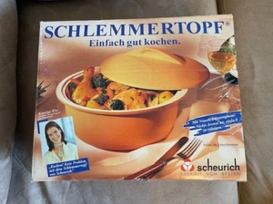 Vintage SCHLEMMERTOPF Scheurich Clay Roasting Pot With Lid 863/34 W Germany - Picture 1 of 7