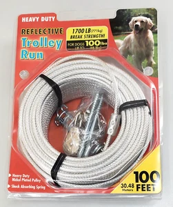 Sistema di trolley crae out cane 100 piedi cavo corsa cane zipline resistente 1700 libbre - Foto 1 di 6