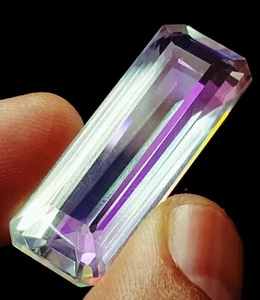 Mystic Quartz Rainbow Color 27.15 Ct Emerald Shape Loose Gemstone Certified - Picture 1 of 6