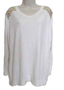 Michael Kors 3X Bone Top with Studded Shoulder - Picture 1 of 7