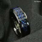 carbon Jewelry Mens  Blue Carbide fibre Black Celtic Ring 8/6mm