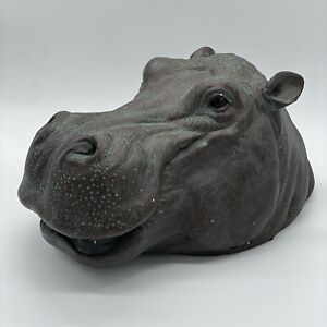 Huey the Hippo Design Toscano Stone Cast Resin Realistic Large Head Sculpture