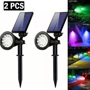 2x LED Solarleuchte Strahler Solarstrahler Gartenlampe Spot Licht Gartenstrahler - Bild 1 von 15