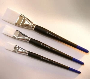 Artist Brushes Set of three Michael Lang Exclusive Design Nylon Flat Painting - Picture 1 of 3