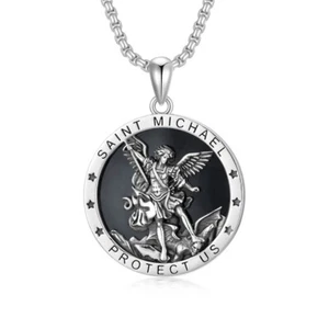 MLD 925 Sterling Silver Saint St Michael Pendant Necklace – Guardian Protection - Picture 1 of 11