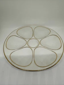 Vintage Louis Lourioux Oyster Plate 9” Ivory Porcelain Gold Trim Made In France - Picture 1 of 14