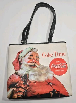 Bolsa de mão Coca Cola Santa "COKE TIME" com strass 11" de altura por 10" de largura - Imagem 1 de 4