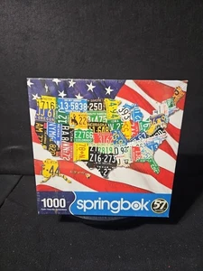 NIB Springbok Puzzle US License Plates United States Map 1000 Piece Sealed 2020 - Picture 1 of 5