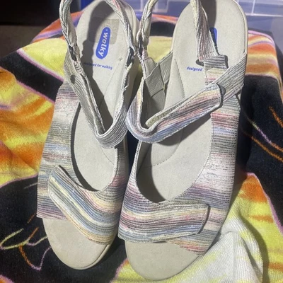 WOLKY Women's PICHU Hook & Loop Strap Sandal, Multi White Suede Size EU 41/US 9 - Image 1 of 4