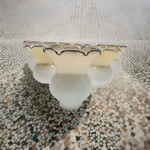 Lámpara de vidrio tulipán con volantes caramelo blanco vintage pantalla globo de luz 5" reemplazar - Imagen 1 de 11