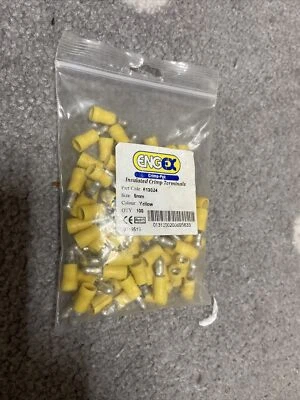 MALE BULLET Electric TERMINALS YELLOW WIRE CRIMP CONNECTORS INSULATED Pack Of 80 - Image 1 of 2
