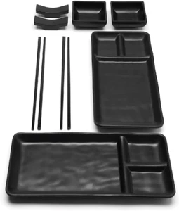 Japanisches Melamine Sushi Geschirr Set (8Pcs) - Enthält 2 Schwarzes Geschirr, 2 - Bild 1 von 12