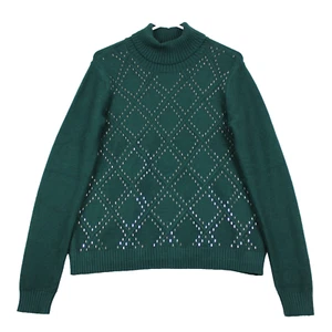 Tahari Damen verzierter Rollkragen Pullover Pulli Gr. Small grün - Bild 1 von 13