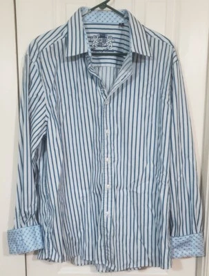 Mens HOUSE OF LORD Striped Casual Shirt White Blue Premium Cotton XXL  - Image 1 of 4