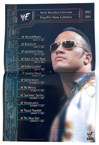 WWE THE ROCK  11x17 double sided 2002 2003 Wrestling PPV Schedule Poster wwf Cover