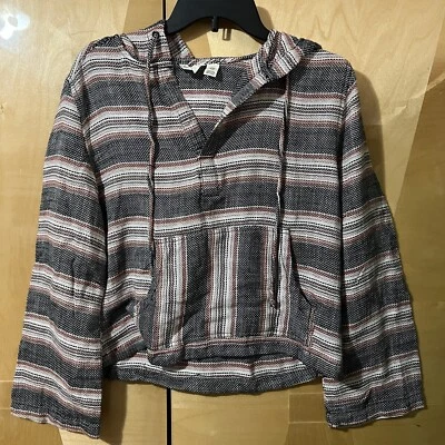 Roxy Womens Sweater XS Extra Small Red Black Aztec Knit Design V Neck Hooded Foto 1 de 4