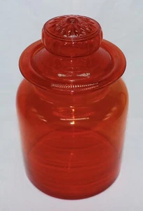Vintage Japanese Red Handmade Glass Jar - Picture 1 of 3