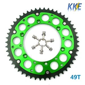Piñón híbrido trasero verde KKE 49T apto para Kawasaki KX250F 2004-2023 KX450F KLX450R - Imagen 1 de 12