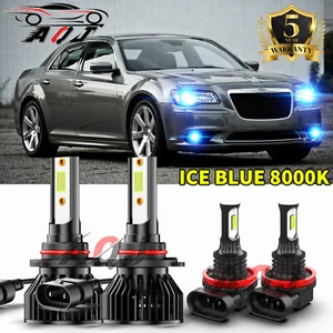 For Chrysler 300 2011 2012 2013 2014 blue LED Headlight+Fog Light Bulbs Combo 4x - Picture 1 of 20