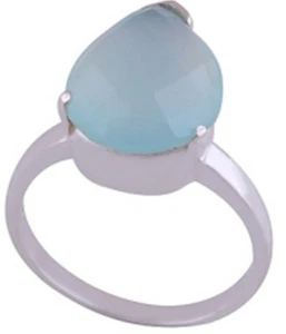 Anillo destacado de plata esterlina 925 5,8 gramos con corte elegante azul calcedonia talla 6 - Imagen 1 de 1