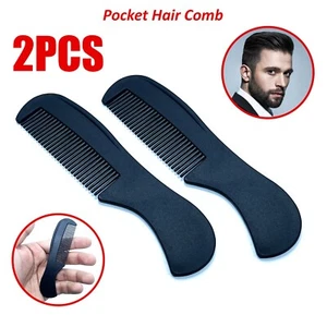 2PCS Heavy Duty Pocket Hair Comb, Unbreakable, Round Handle, Black Comb 4.5" - Picture 1 of 4